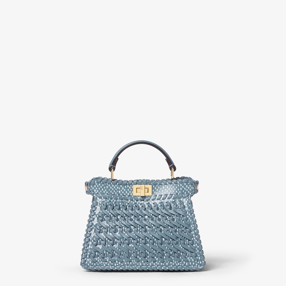FENDI Peekaboo ISeeU Petite Mercury blue interlaced leather bag - Image 1